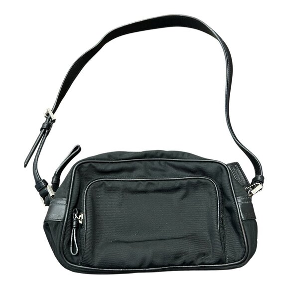 Coach Black Crossbody Bag Leather Adjustable Strap Zipper Compartments Y2K - Picture 1 of 13